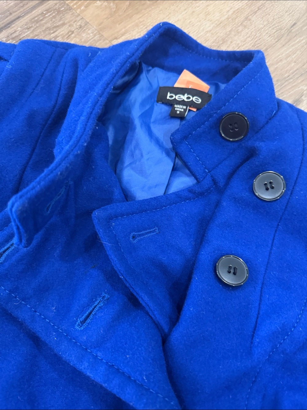 bebe Cobalt Blue Double-Breasted Wool-Blend Blazer - Picture 5 of 9
